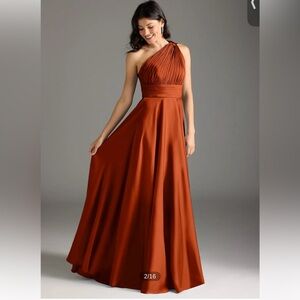 NWT Azazie Charlize Paprika Stretch Satin Dress A6